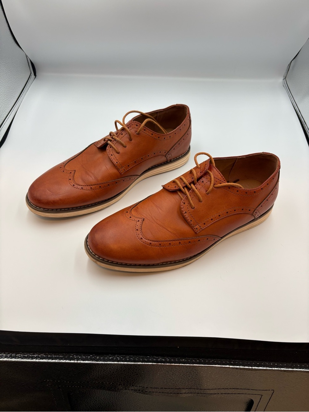 Men’s Vostey Milan SZ 11 Tan Wingtip Oxford Shoes Leather